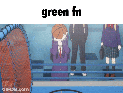 A Girl Is Holding A Basketball In Front Of Her Face And The Word Green Fn Is Above Her GIF