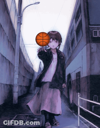 A Girl Is Holding A Basketball On Her Head In Front Of A Bus GIF