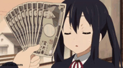 A Girl Is Holding A Bunch Of Money In Her Hand . GIF