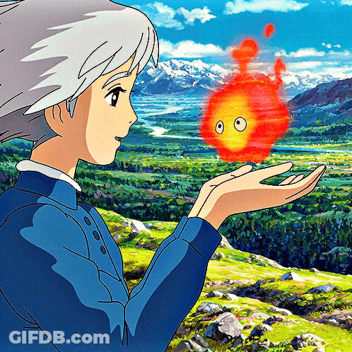Girl Holding Fireball GIF