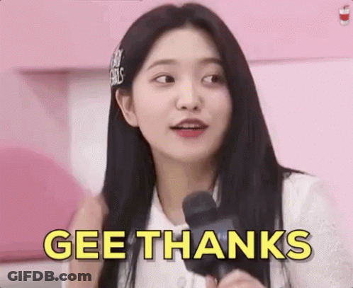 A Girl Is Holding A Microphone And Saying Gee Thanks . GIF