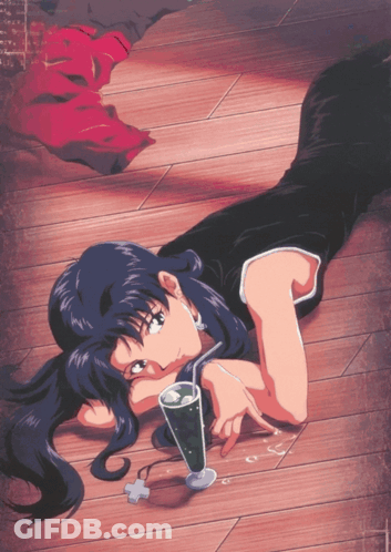 A Girl Is Laying On The Floor With A Glass Of Soda In Her Hand GIF