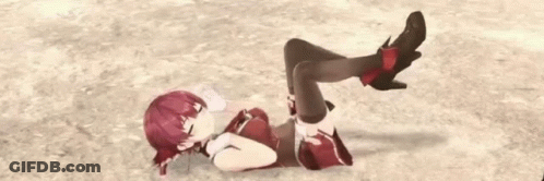 A Girl Is Laying On The Ground With Her Legs Crossed . GIF