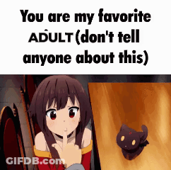 A Girl Is Sitting At A Table With Her Finger On Her Lips And A Cat Is Behind Her . GIF