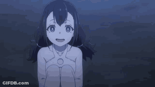A Girl Is Sitting On The Ground With Her Legs Crossed And Smiling At The Camera . GIF