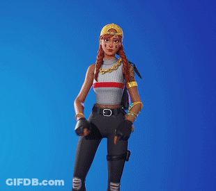 A Girl Is Standing In Front Of A Blue Background With A Neon Square Around Her Face GIF