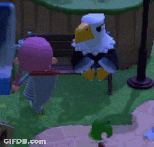 A Girl Is Talking To An Eagle In A Video Game . GIF