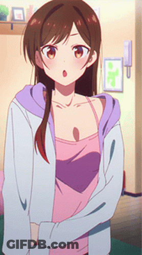 A Girl Is Wearing A Pink Tank Top And A Purple Hoodie GIF