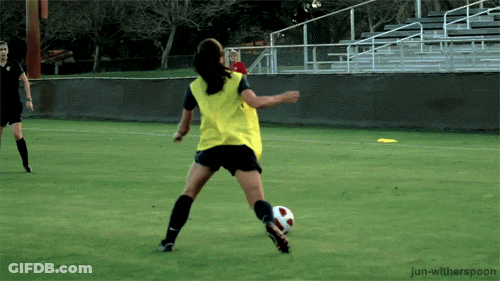A Girl Kicking A Soccer Ball With Jun-Witherspoon Written On The Bottom GIF