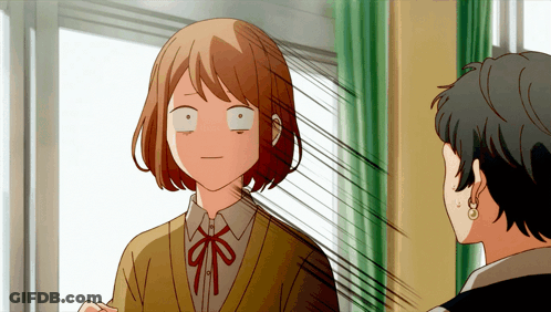 A Girl Making A Funny Face While Looking At Another Girl GIF