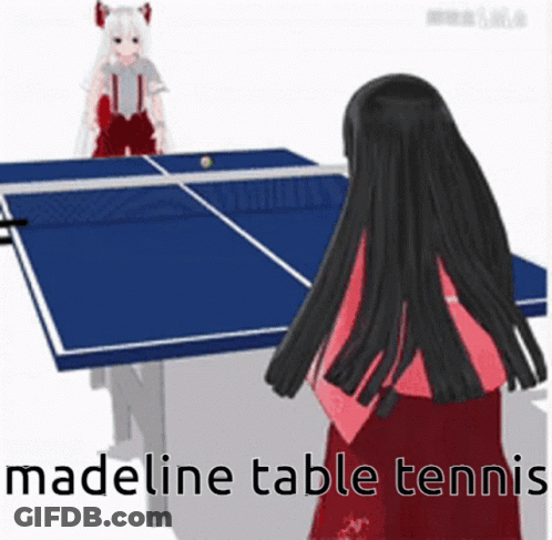 A Girl Playing Ping Pong With The Words Madeline Table Tennis GIF