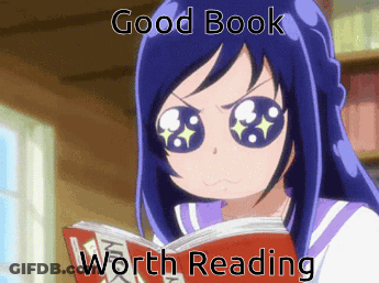 A Girl Reading A Book That Says Good Book Worth Reading On The Bottom GIF
