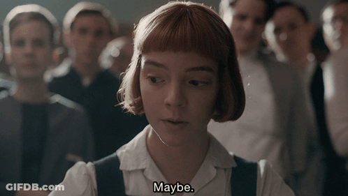 A Girl Says Maybe In Front Of A Crowd Of People GIF