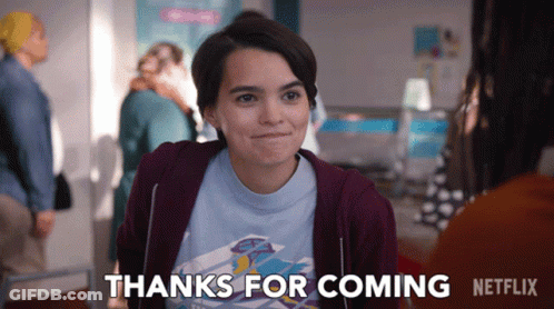 A Girl Says Thanks For Coming In A Netflix Advertisement GIF