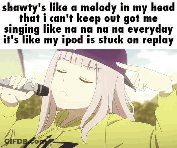 A Girl Singing Into A Microphone With A Caption That Says Shawty 'S Like A Melody GIF