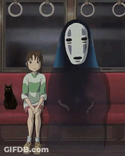 Girl Next To Ghost With Mask GIF