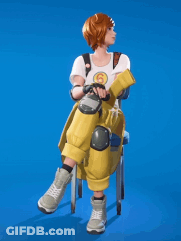 A Girl Sitting On A Chair With A Number 6 On Her Shirt GIF