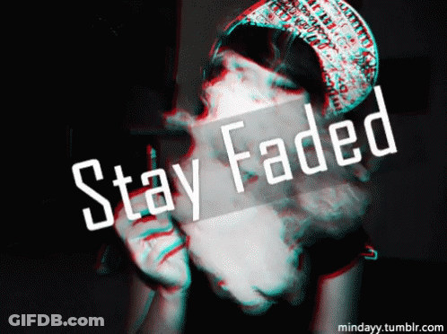 A Girl Smoking A Cigarette With The Words Stay Faded On The Bottom Right GIF