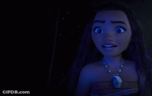 A Girl Stands On A Raft In Front Of A Boat With The Word Disney On It GIF
