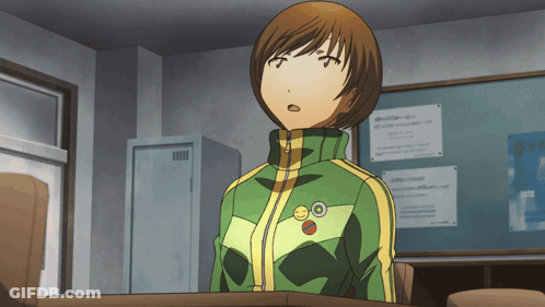 A Girl Wearing A Green And Yellow Jacket Has A Smiley Face Pin On Her Jacket GIF