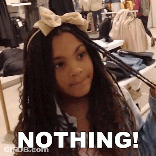 A Girl Wearing A Headband With A Bow And The Word Nothing Written On It GIF