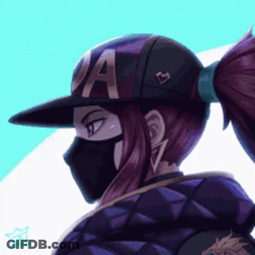 A Girl Wearing A Mask And A Baseball Cap With The Letter A On It GIF