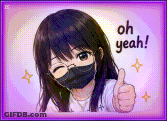 A Girl Wearing A Mask Is Giving A Thumbs Up . GIF