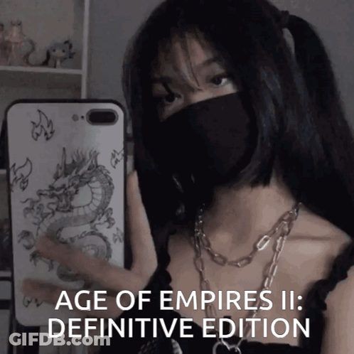 Girl Wearing Mask Holding Age Of Empires Phone Case GIF