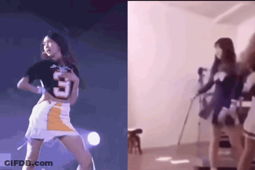 A Girl Wearing A Number 3 Shirt Is Dancing On A Stage GIF