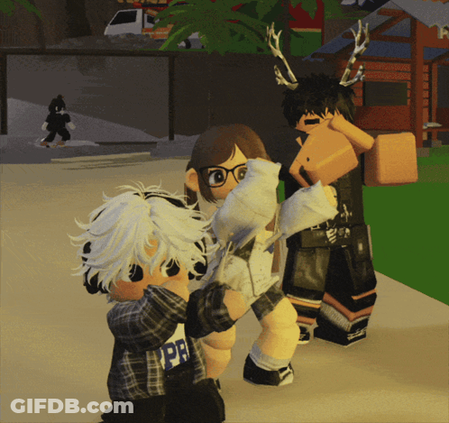 A Girl Wearing A Plaid Shirt That Says Jph Stands Next To A Boy GIF