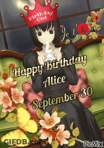 A Girl Wearing A Red Birthday Girl Crown Is Sitting On A Couch GIF