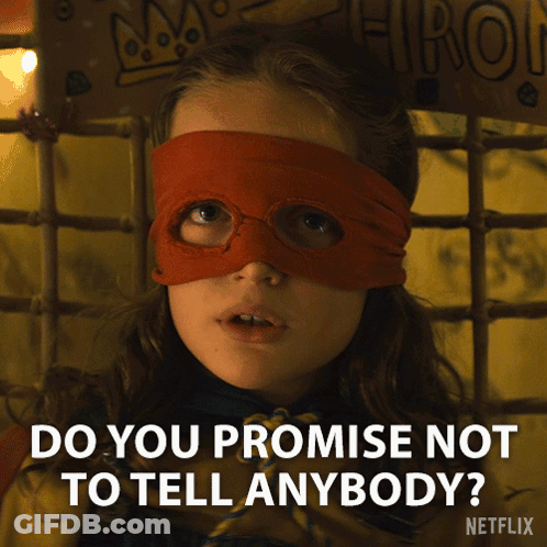 A Girl Wearing A Red Mask Says Do You Promise Not To Tell Anybody Netflix GIF