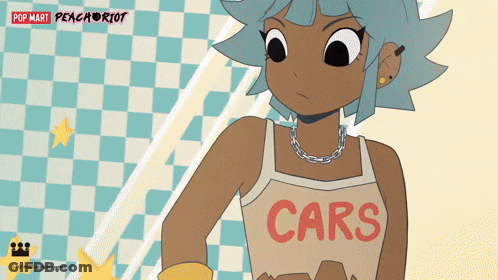 A Girl Wearing A Shirt That Says Cars On It GIF