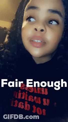 A Girl Wearing A Shirt That Says Fair Enough On It GIF