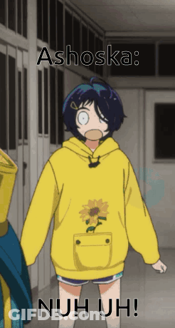 A Girl Wearing A Yellow Hoodie With A Sunflower On The Pocket GIF