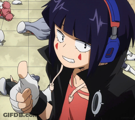 A Girl Wearing Headphones Is Giving A Thumbs Up Sign GIF