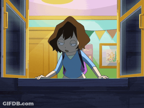 A Girl With A Backpack Looks Out Of A Window With Her Eyes Closed GIF