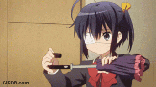 A Girl With A Bandage On Her Eye Holds A Purple Umbrella GIF
