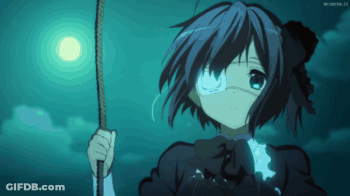 A Girl With A Bandage On Her Eye Is Holding A Stick GIF