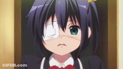A Girl With A Bandage On Her Eye Is Making A Funny Face . GIF