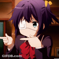 A Girl With A Bandage On Her Eye Pointing At Something GIF