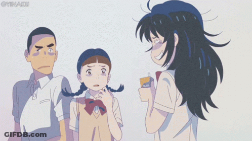 A Girl With A Bandage On Her Head Is Thinking About A Man And Woman GIF