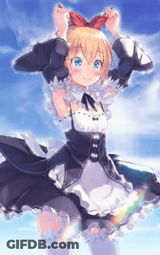 A Girl With A Bow On Her Head Is Wearing A Maid Outfit GIF