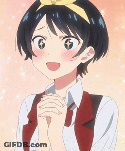 A Girl With A Bow On Her Head Is Wearing A Red Vest GIF