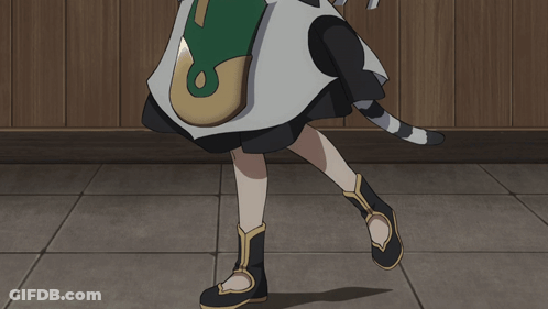 A Girl With A Cat Ear And White Hair Covering Her Mouth With Her Hand GIF