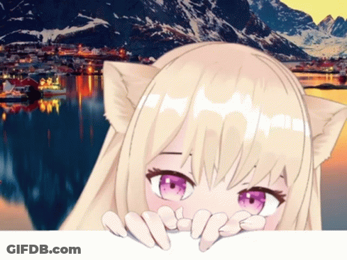 A Girl With A Cat Ear Covering Her Face With Her Hands GIF