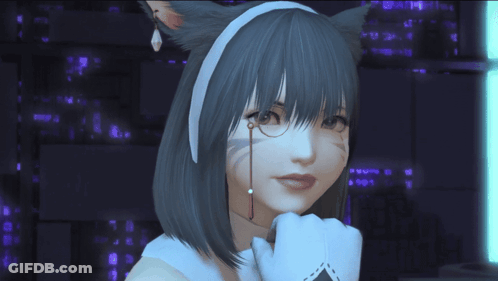 A Girl With A Cat Ear Headband Is Smiling GIF