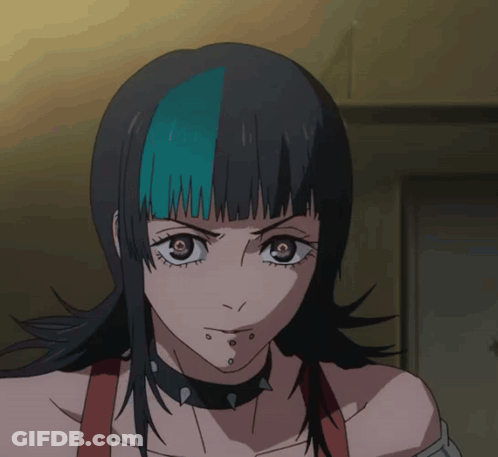 A Girl With A Choker Around Her Neck Has A Piercing On Her Neck GIF