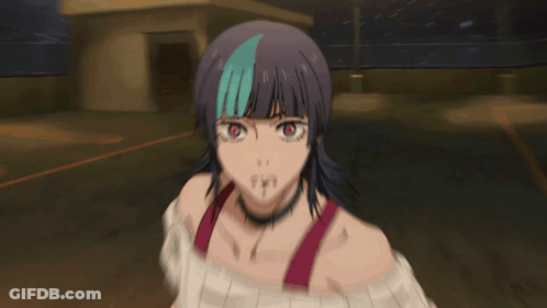 A Girl With A Choker Around Her Neck Stands In A Parking Lot At Night GIF
