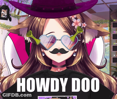 A Girl With A Cowboy Hat And Heart Shaped Sunglasses Says Howdy Doo On Her Shirt GIF